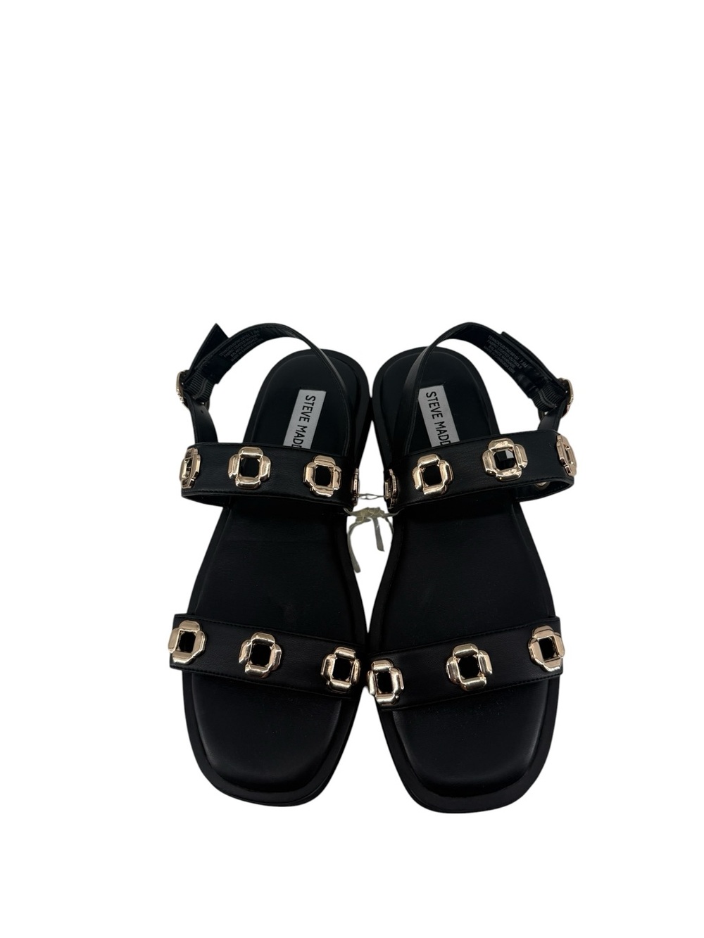 Steve Madden Tenacious Black Gold Studded Platform Sandals Womens 7.5 Gladiator - Picture 6 of 13